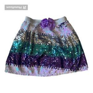 JoJo pink blue purple white sequin elastic waist girls skirt size large 10-12
